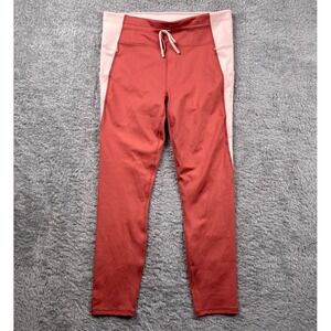 Fabletics Ultracool Shine Panel 7/8 Mid Rise Leggings Women's L 10 Coral Pink